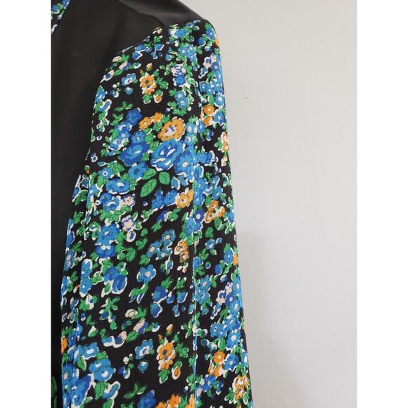 NEW Coach Framed Varsity Jacket Floral Multi Full Zip Black 100% Silk XS - Picture 2 of 11